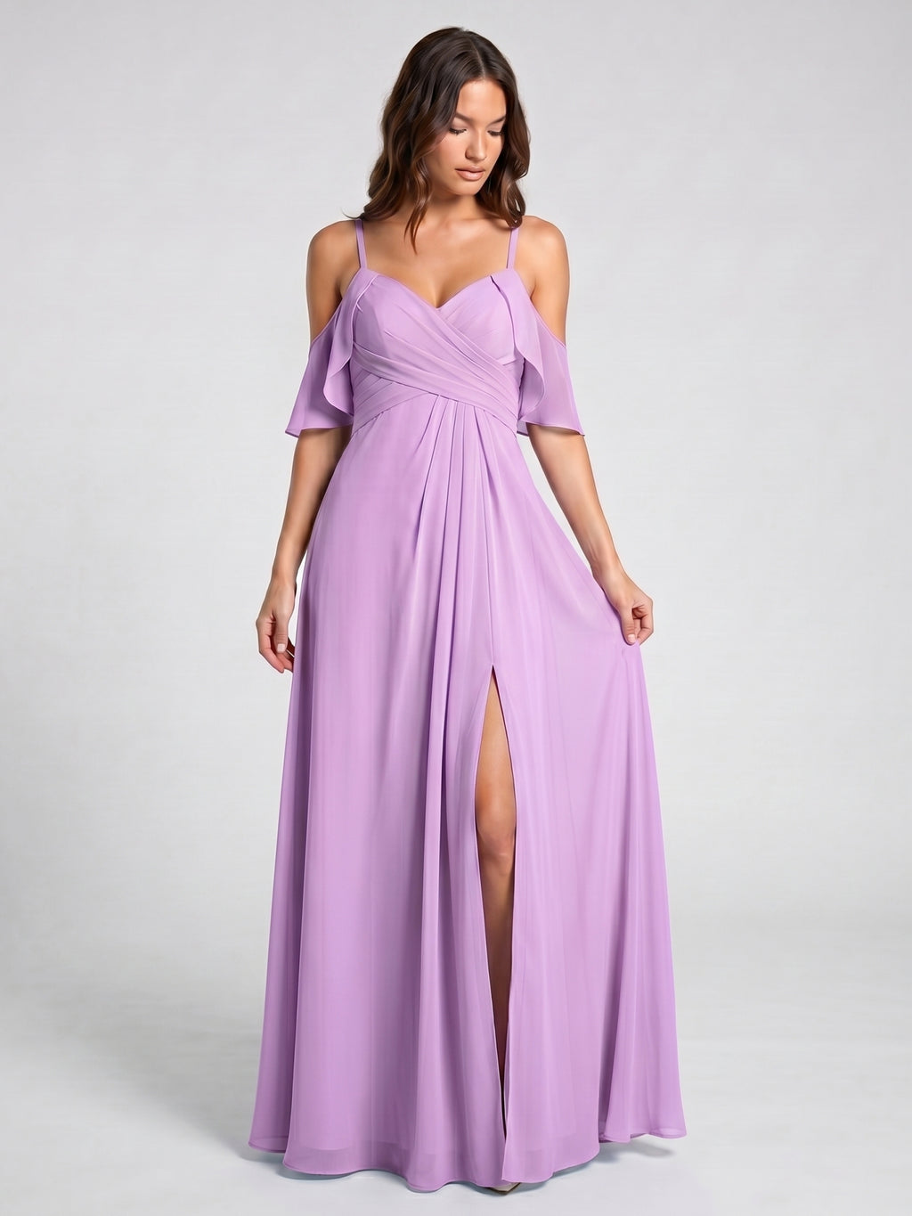 Wisteria Chiffon Empire Sweetheart Back Zip Floor-Length Bridesmaid Dress