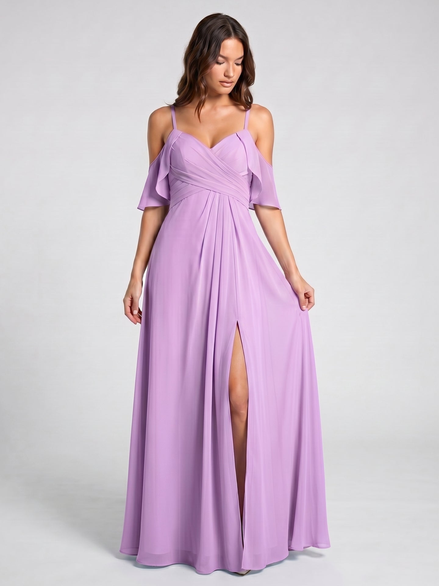Wisteria Chiffon Empire Sweetheart Back Zip Floor-Length Bridesmaid Dress