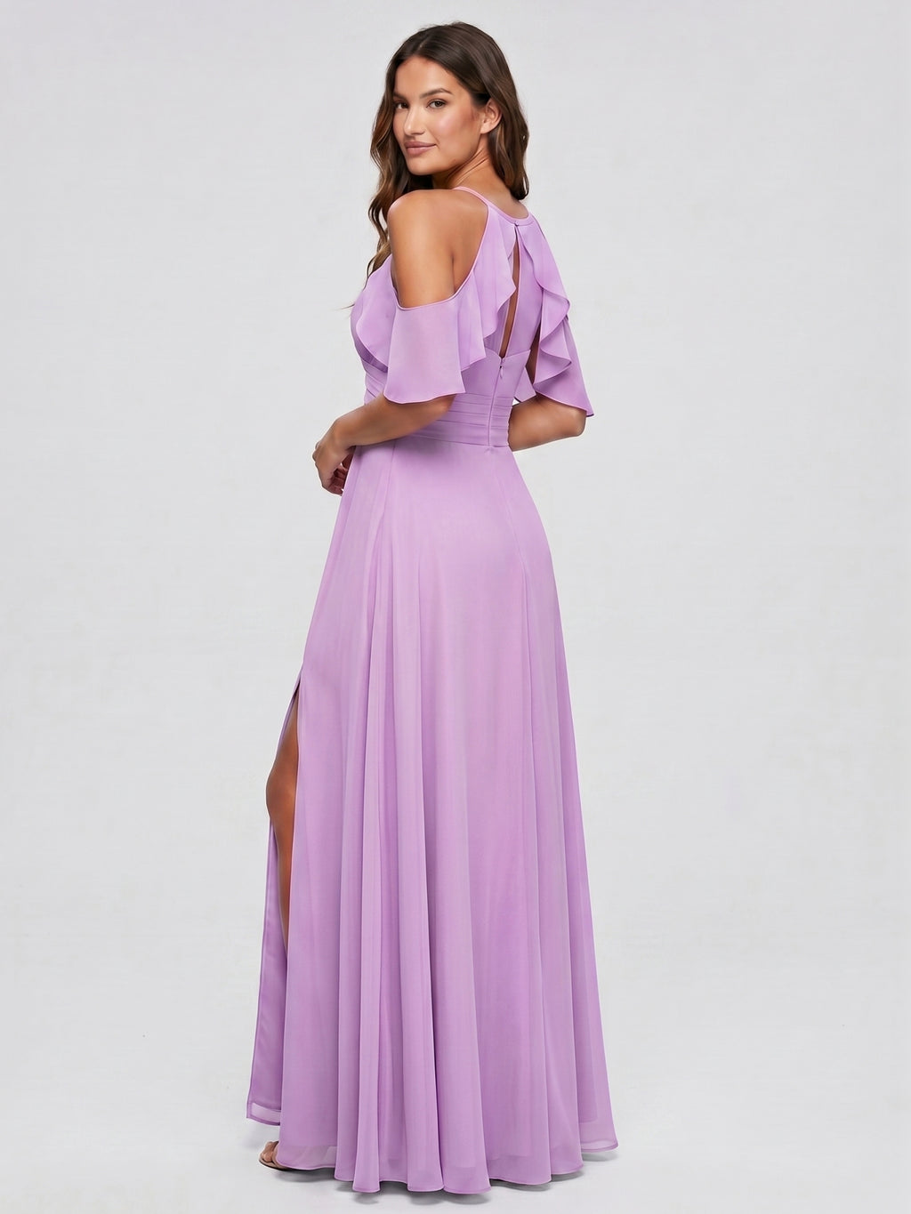 Wisteria Chiffon Empire Sweetheart Back Zip Floor-Length Bridesmaid Dress