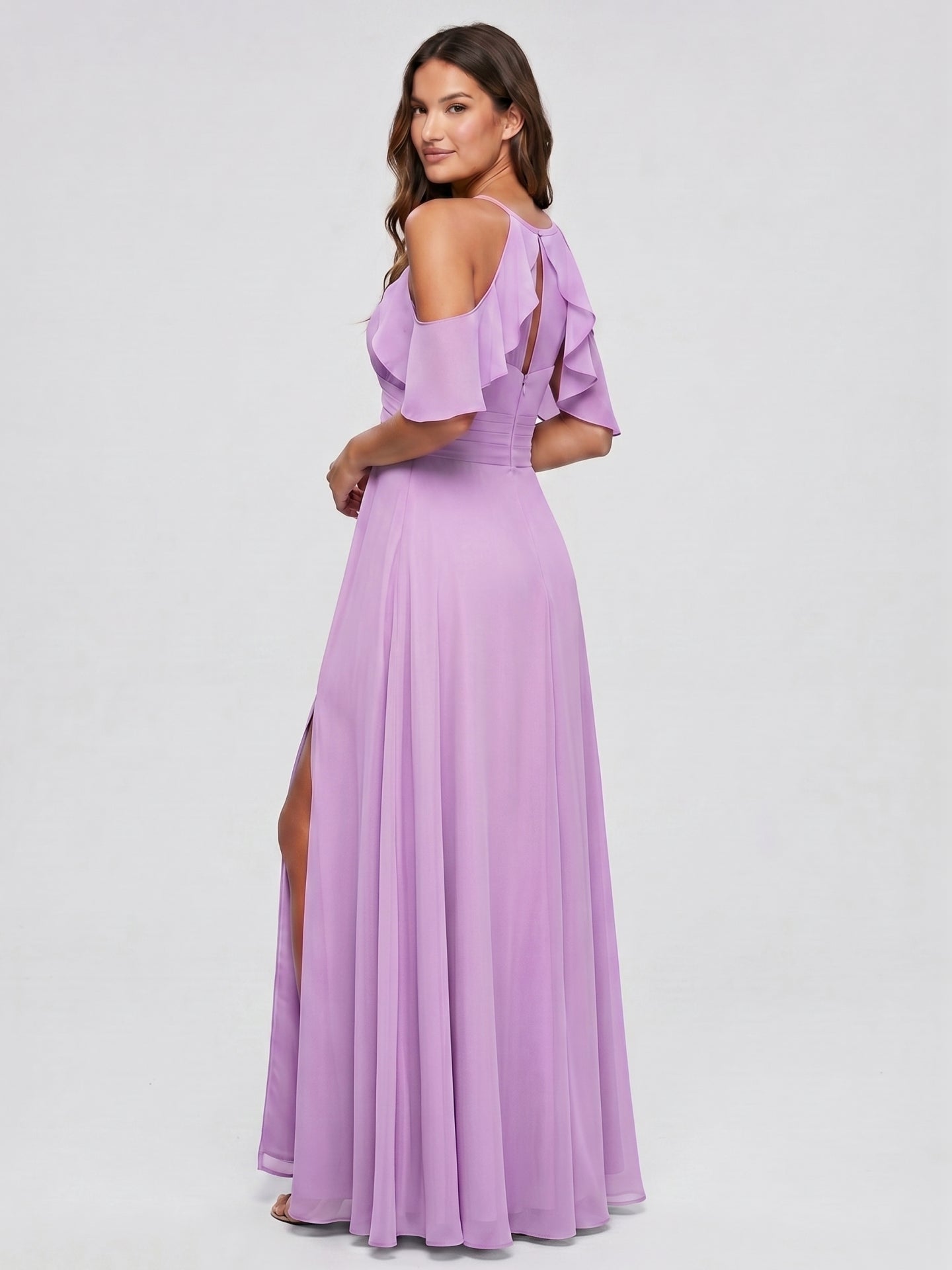 Wisteria Chiffon Empire Sweetheart Back Zip Floor-Length Bridesmaid Dress