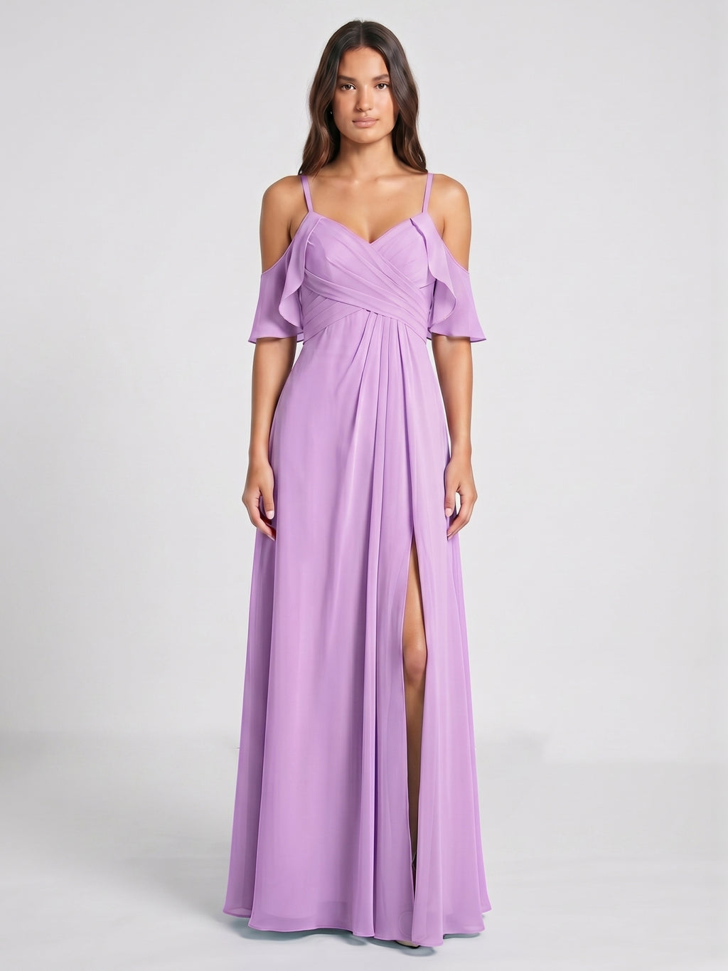 Wisteria Chiffon Empire Sweetheart Back Zip Floor-Length Bridesmaid Dress