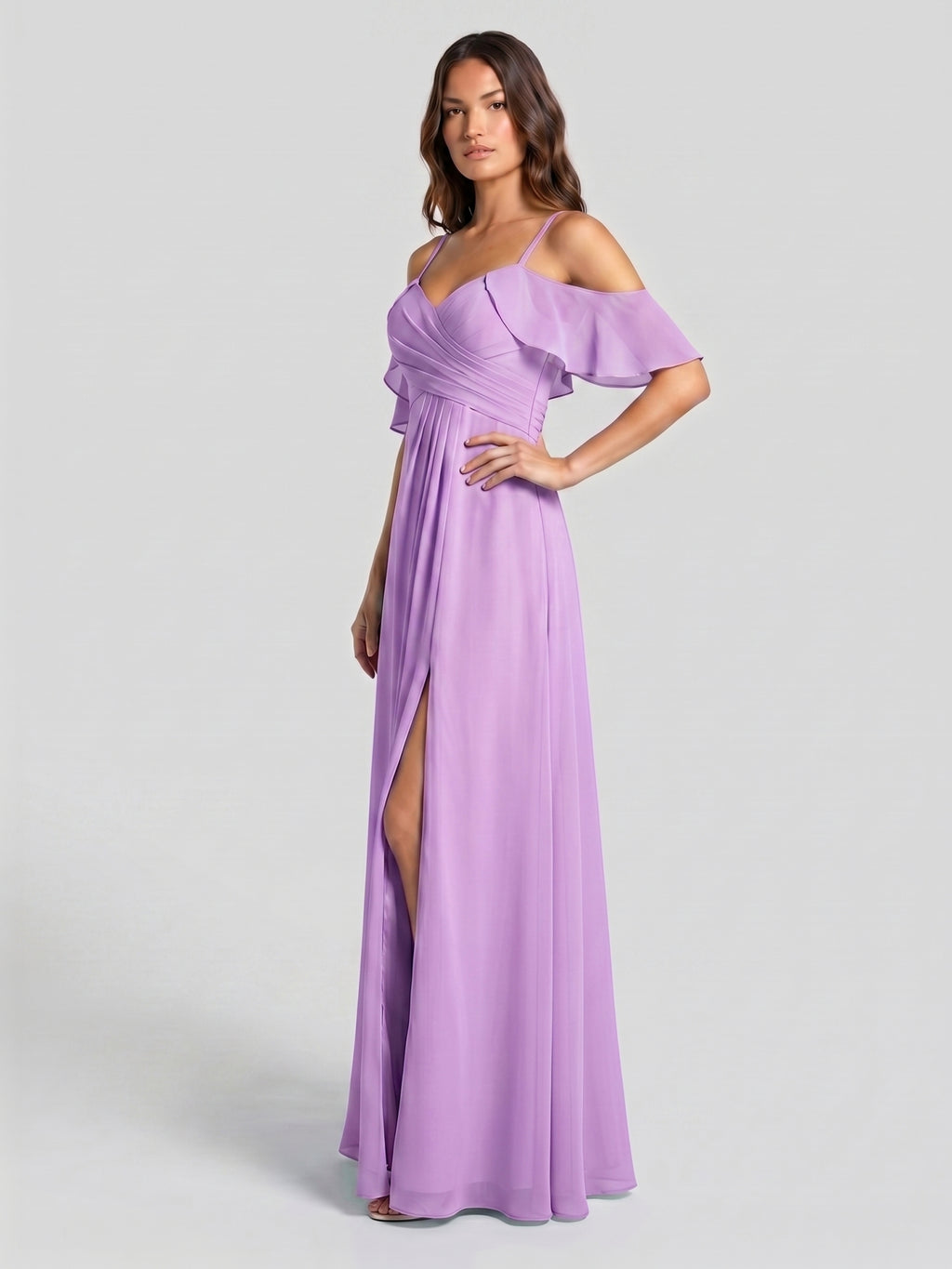 Wisteria Chiffon Empire Sweetheart Back Zip Floor-Length Bridesmaid Dress