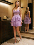 Wisteria Tulle A-Line Sweetheart Back Zip Short Homecoming Dress with Sequins