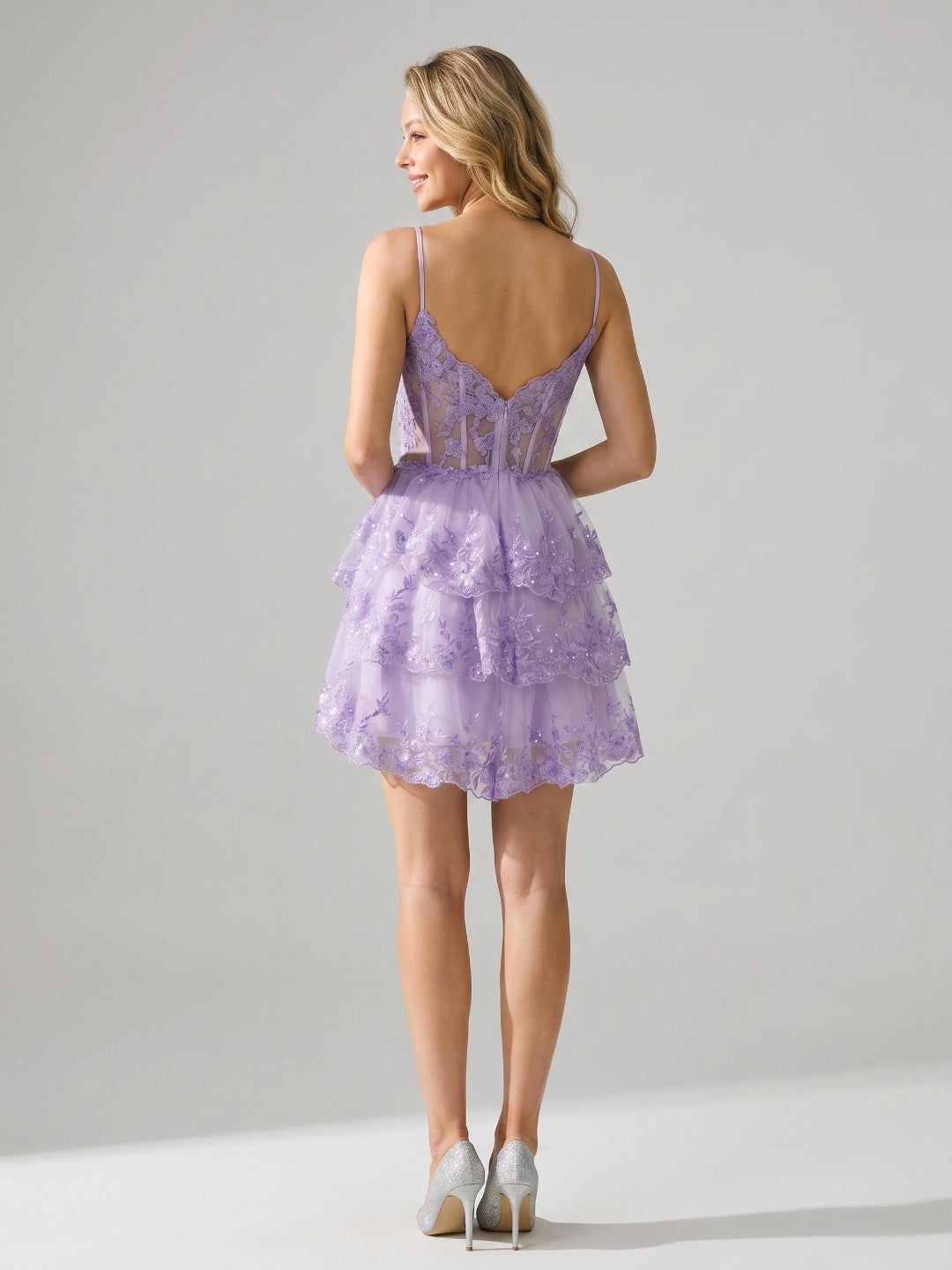 Wisteria Tulle A-Line Sweetheart Back Zip Short Homecoming Dress with Sequins