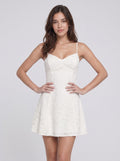 Ivory Lace A-Line Sweetheart Lace-up Short Dress with Glitter