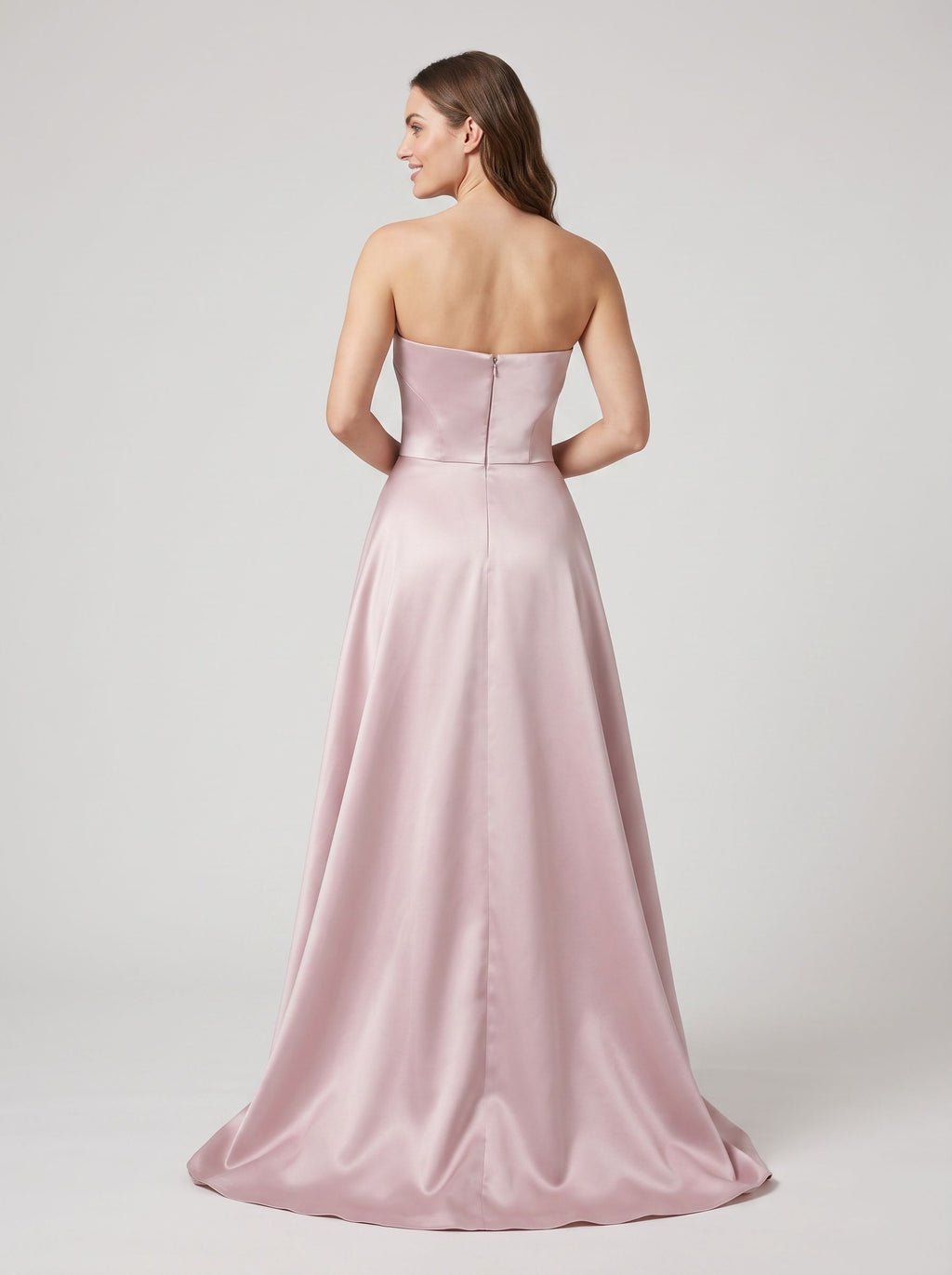 Pink Sequin A-Line Straight Neck Back Zip Floor-Length Dress