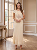 Butter Tulle Sheath V-Neck Back Zip Floor-Length Dress with Ruched Detailing