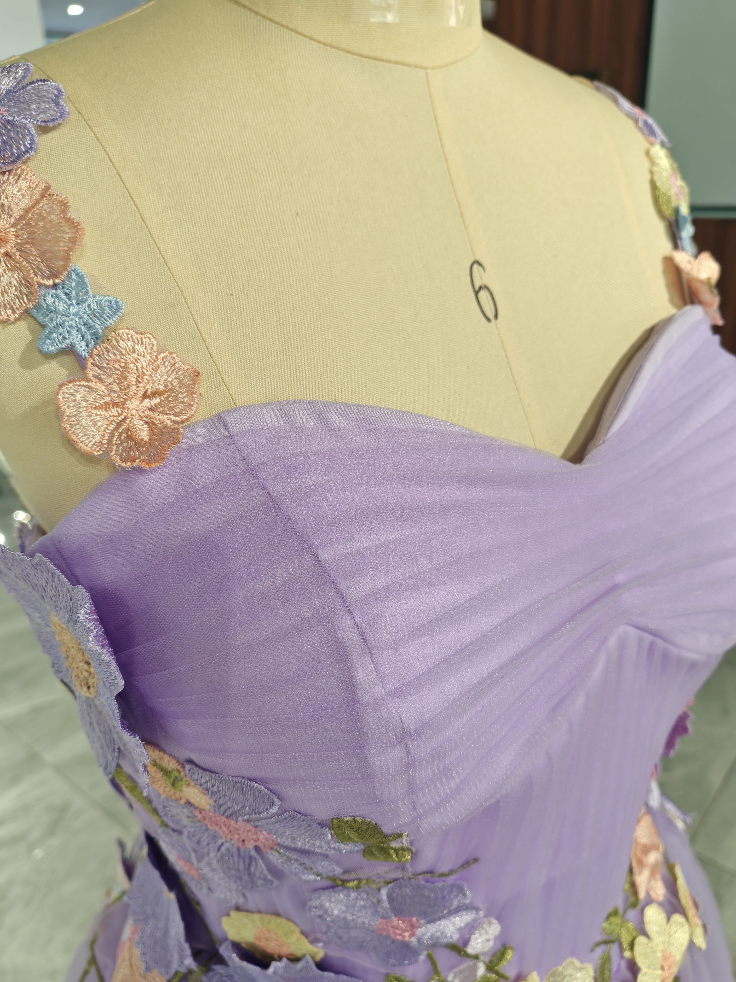 Lavender Tulle A-Line Sweetheart Lace-Up Back Above Knee Dress