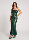 Forest Green Chiffon Mermaid Sweetheart Side Zip Floor-Length Dress with Beaded embroidery