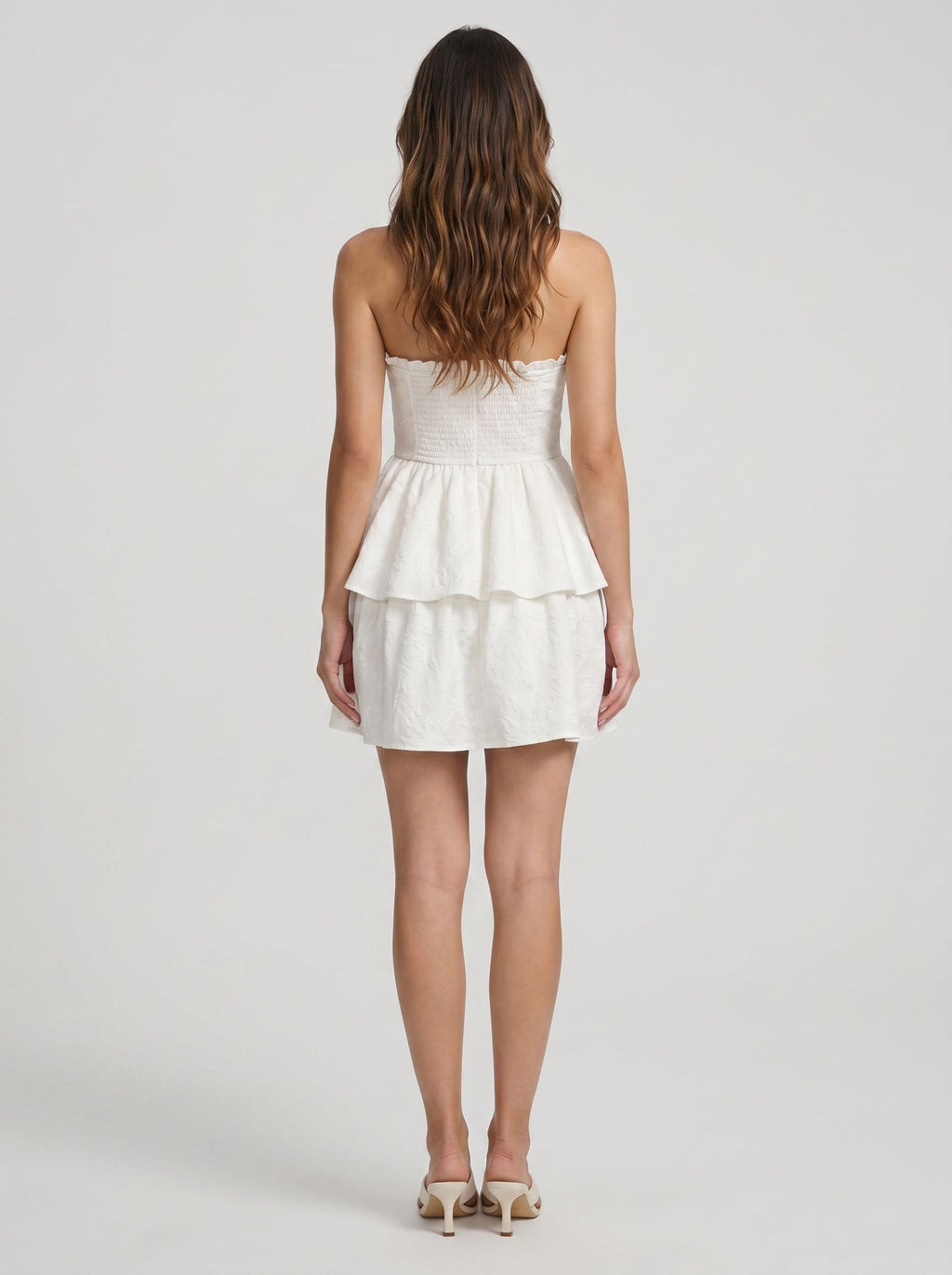 Ivory Chiffon A-Line Sweetheart Back Zip Short Dress with Tiered Ruffles