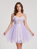 Wisteria Tulle A-Line Sweetheart Lace-up Short Dress with Tie Shoulders