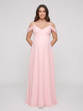 Petal Chiffon A-Line V-Neck Back Zip Floor-Length Dress with Draped Sleeves