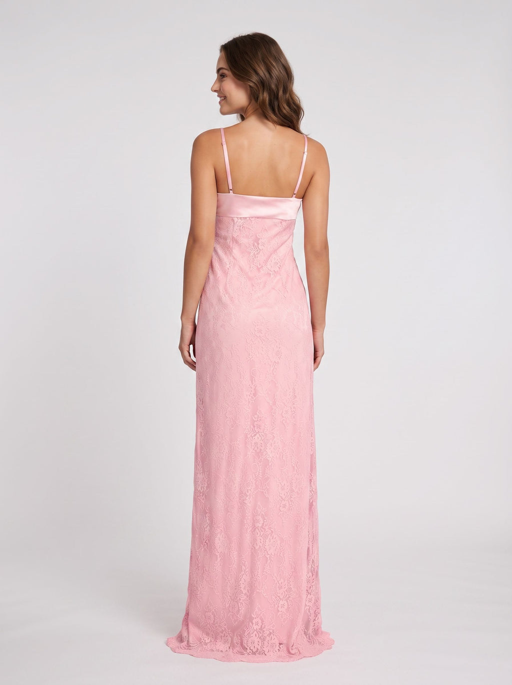 Petal Lace Sheath Straight Neck Side Zip Floor-Length Dress with Scalloped Bodice