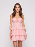 Petal Chiffon A-Line Sweetheart Back Zip Short Dress with 3D Flowers