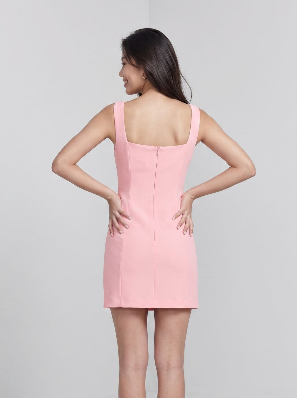 Petal  Stretch Knit Sheath/column Square Neck Back Zip Short Dress with 3D Flowers