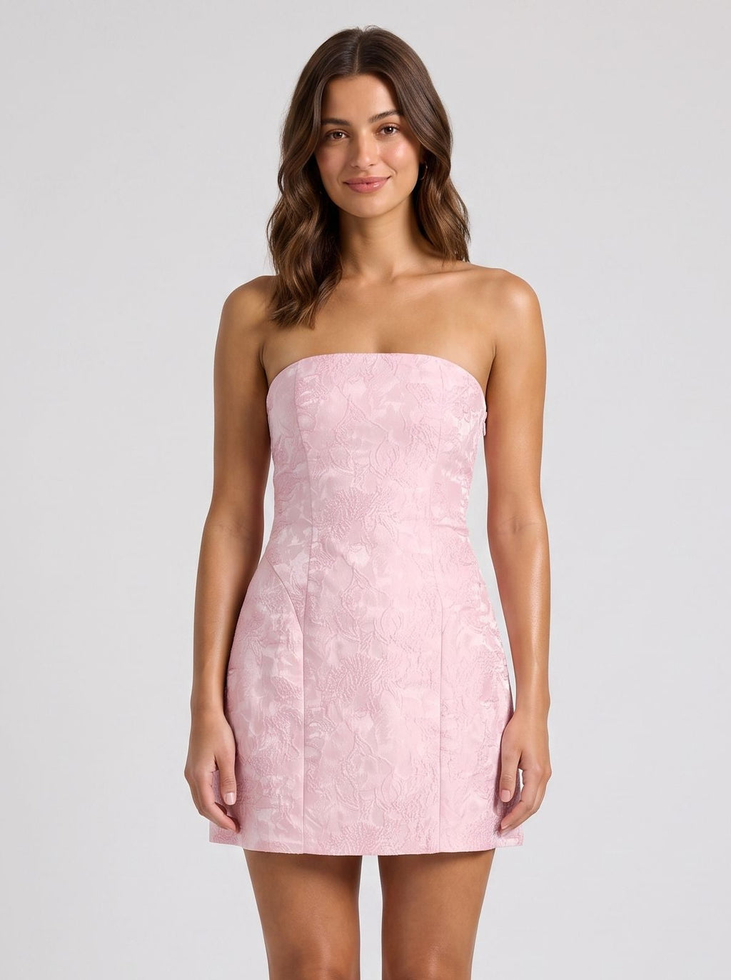 Petal Satin A-Line Straight Neck Lace-up Short Dress with Flared Hem