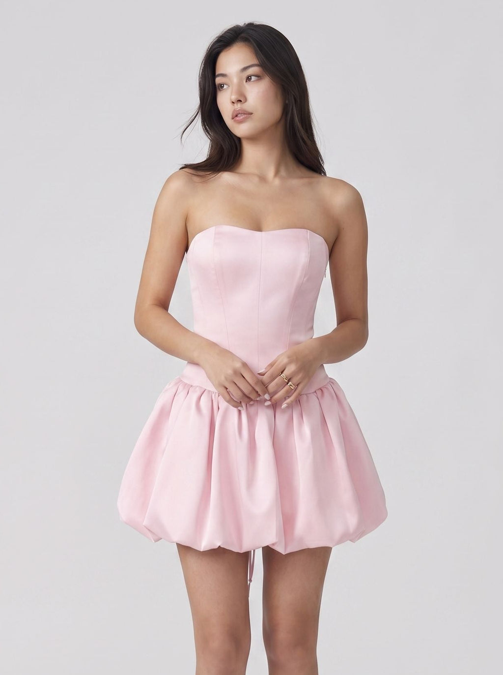 Petal Satin A-Line Straight Neck Criss-Cross Straps Short Dress with Structured Boning