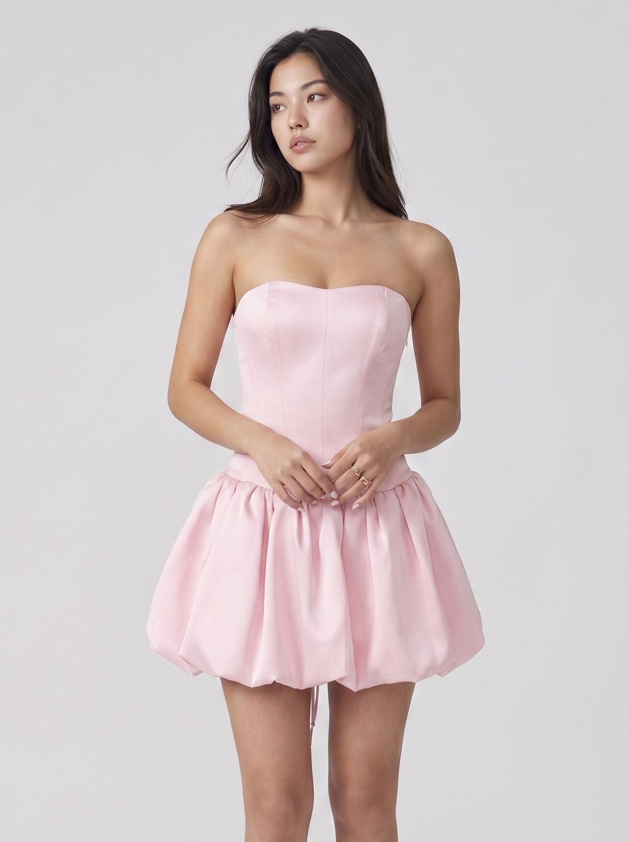Petal Satin A-Line Straight Neck Criss-Cross Straps Short Dress with Structured Boning