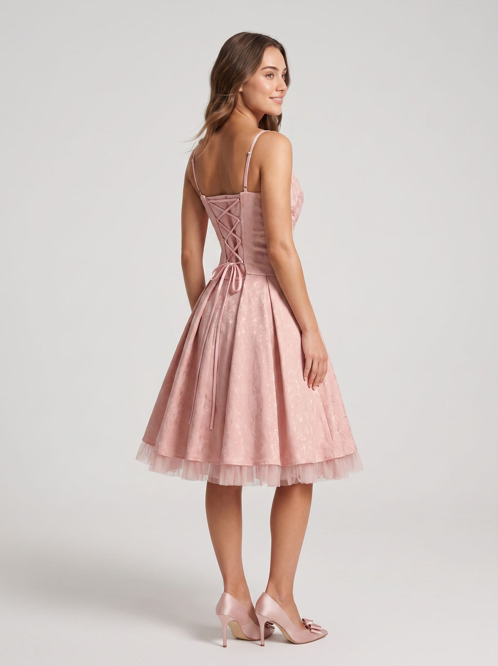 Petal Satin A-Line Sweetheart Lace-up Short Dress with Floral Print
