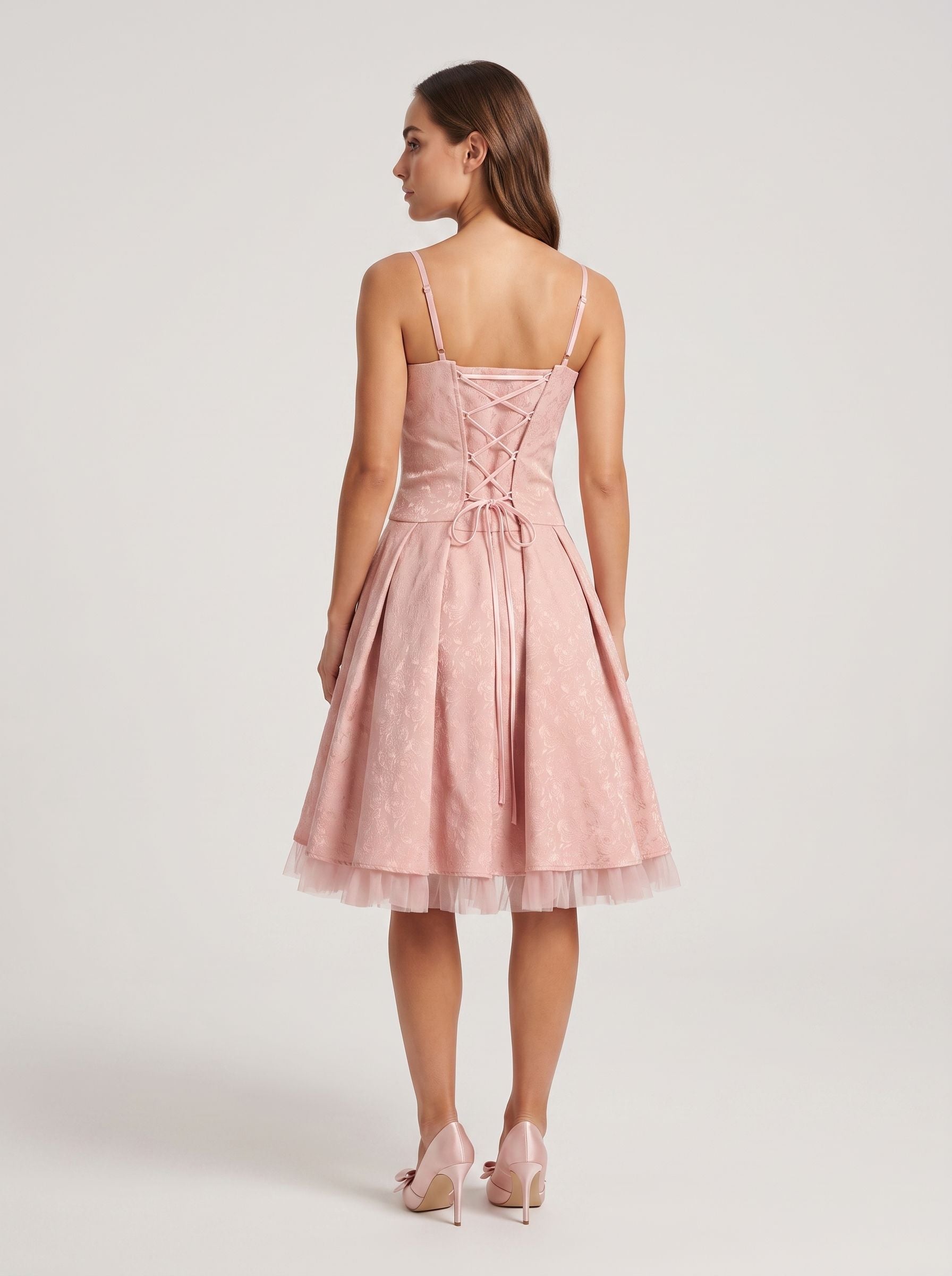 Petal Satin A-Line Sweetheart Lace-up Short Dress with Floral Print