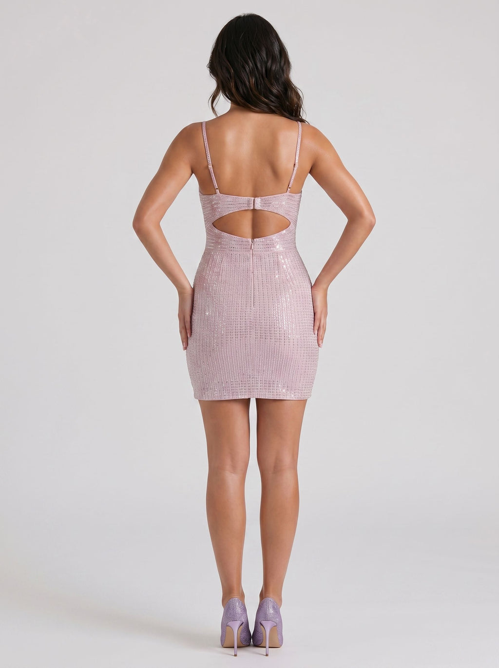 Purple Sequins Sheath sweetheart Keyhole Back Short Dress with Beading