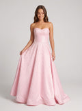 Petal Satin A-Line Sweetheart Criss-Cross Straps Floor-Length Dress with Pearls