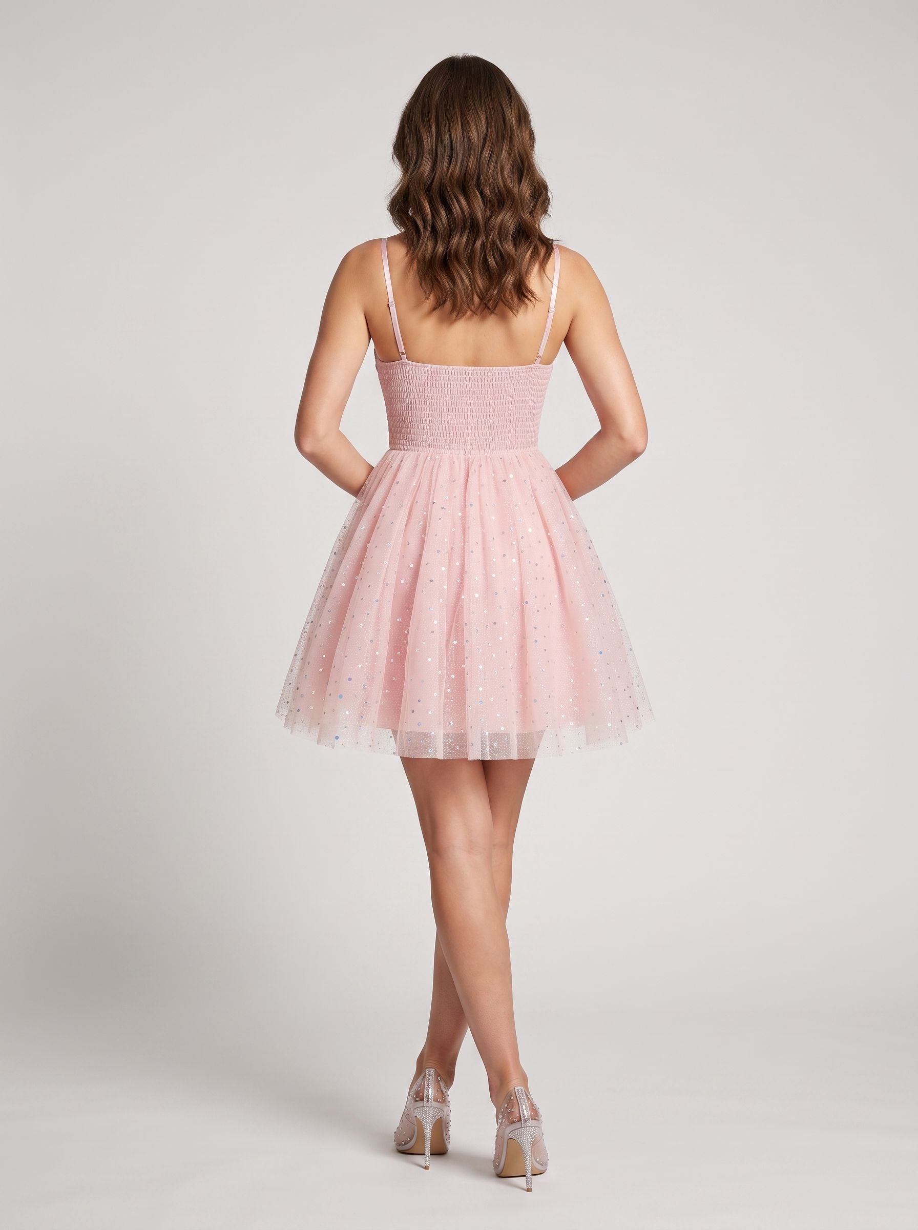Petal Tulle A-Line Sweetheart Corset Back Short Dress with Ruched Bodice