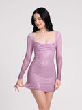 Lilac Ombre Mesh Sheath Sweetheart Back Zip Mini Dress