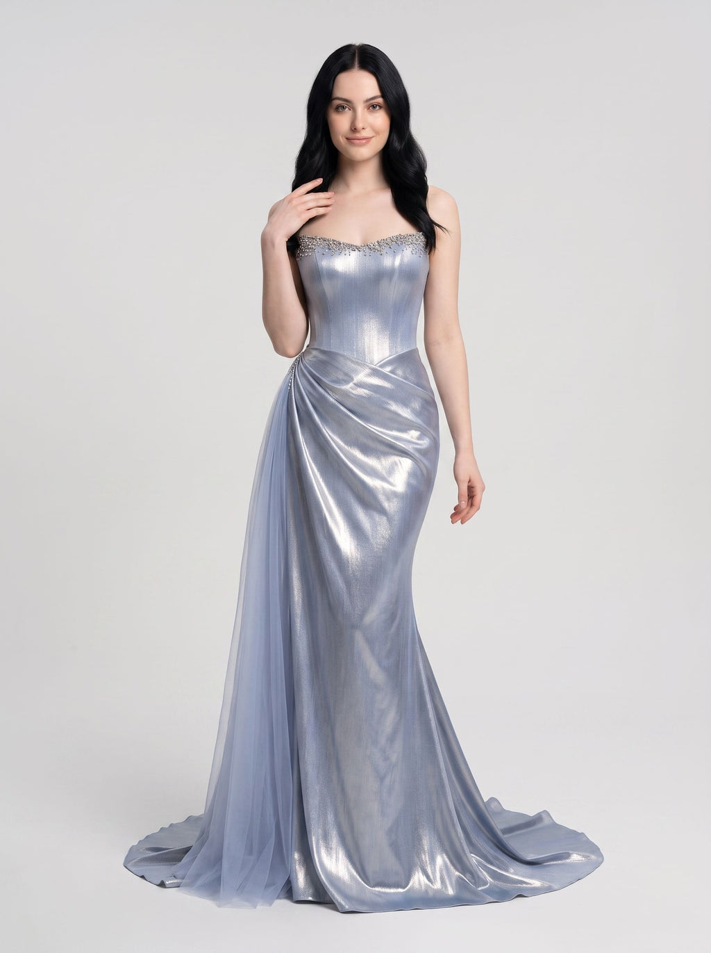 Royal Blue Satin column Sweetheart Corset Back Floor-Length Dress with Corset Bodice