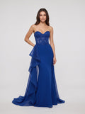 Royal Blue Tulle Sheath Sweetheart Back Zip Floor-Length Dress with Lace Bodice