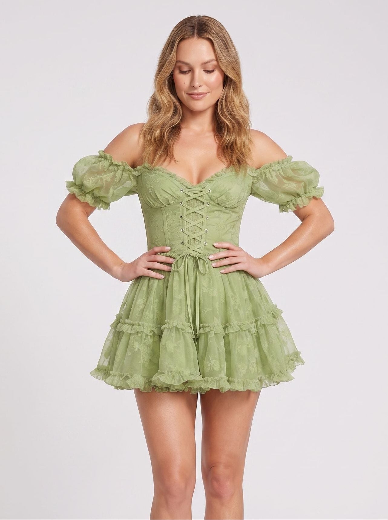 sage green homecoming dress Zapaka Women with Appliques Corset Tight Short Ruched Short Satin Cocktail Dress, Sage Green / US26W This short beaded cocktail dress fully beaded design Sage Green Embroidery Flower Tulle