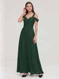 Forest Green Chiffon A-Line Sweetheart Backless Floor-Length  Bridesmaid Dress
