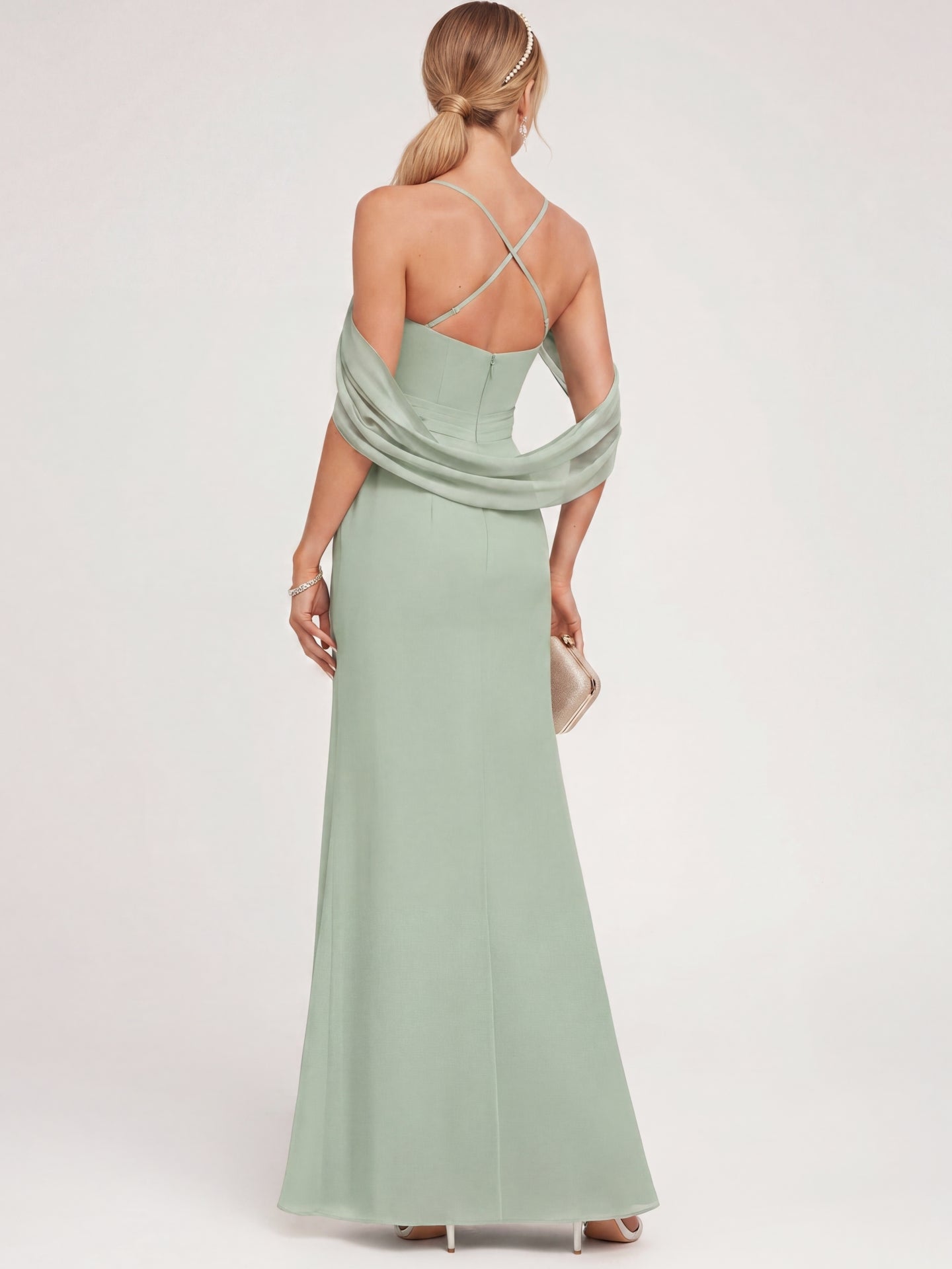 Elegant Dusty Sage Chiffon A-Line Sweetheart Ankle-Length Bridesmaid Dress