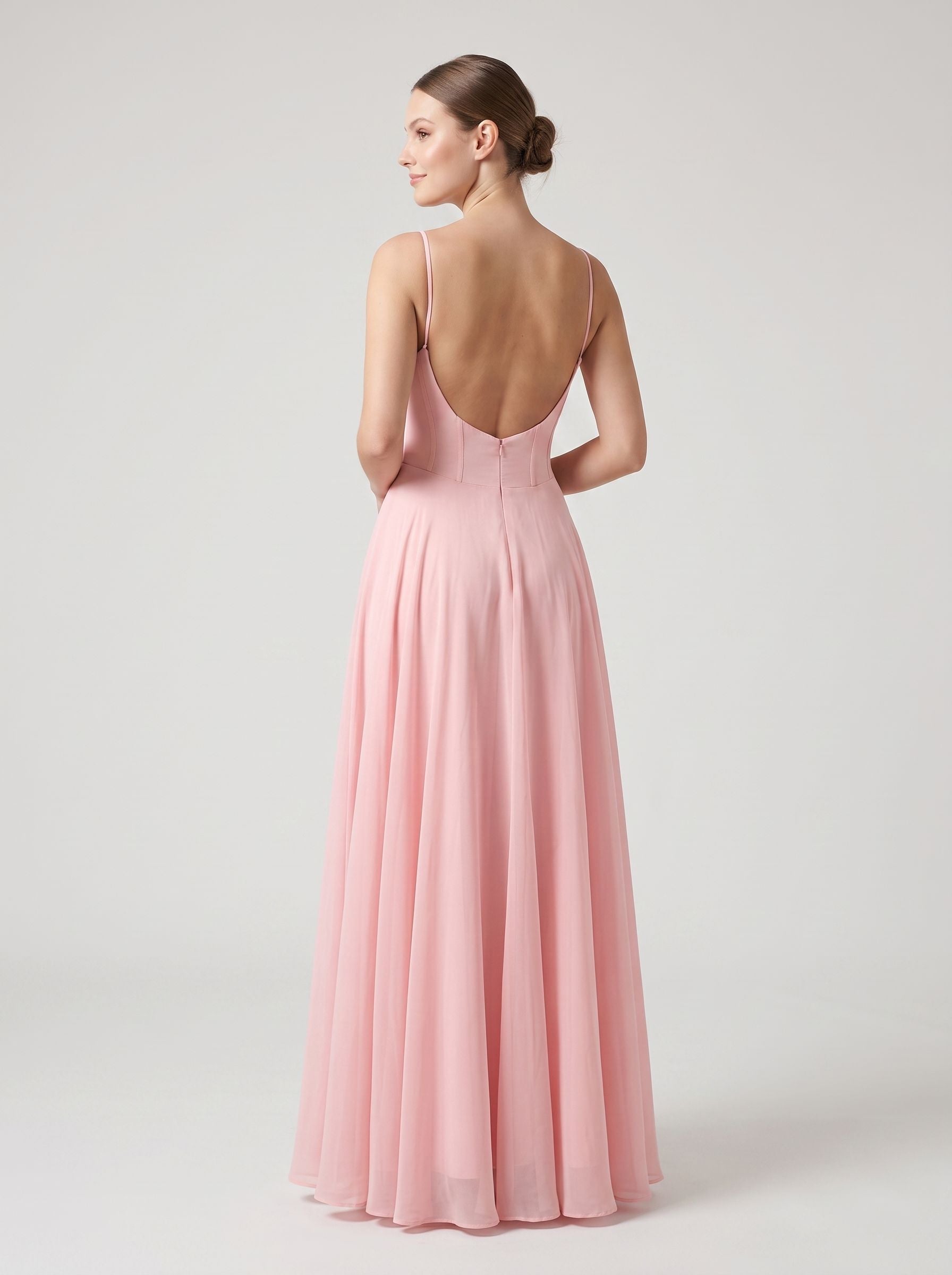 Petal Chiffon A-Line Sweetheart Backless Floor-Length Dress with Floral Print