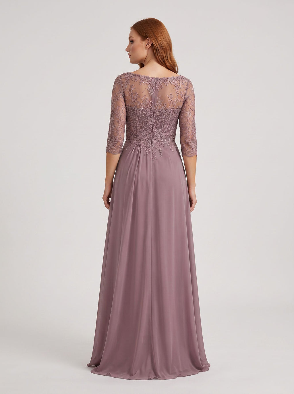 Lavender Lace A-Line Scoop Neck Illusion Floor-Length Dress with Illusion Lace Bodice