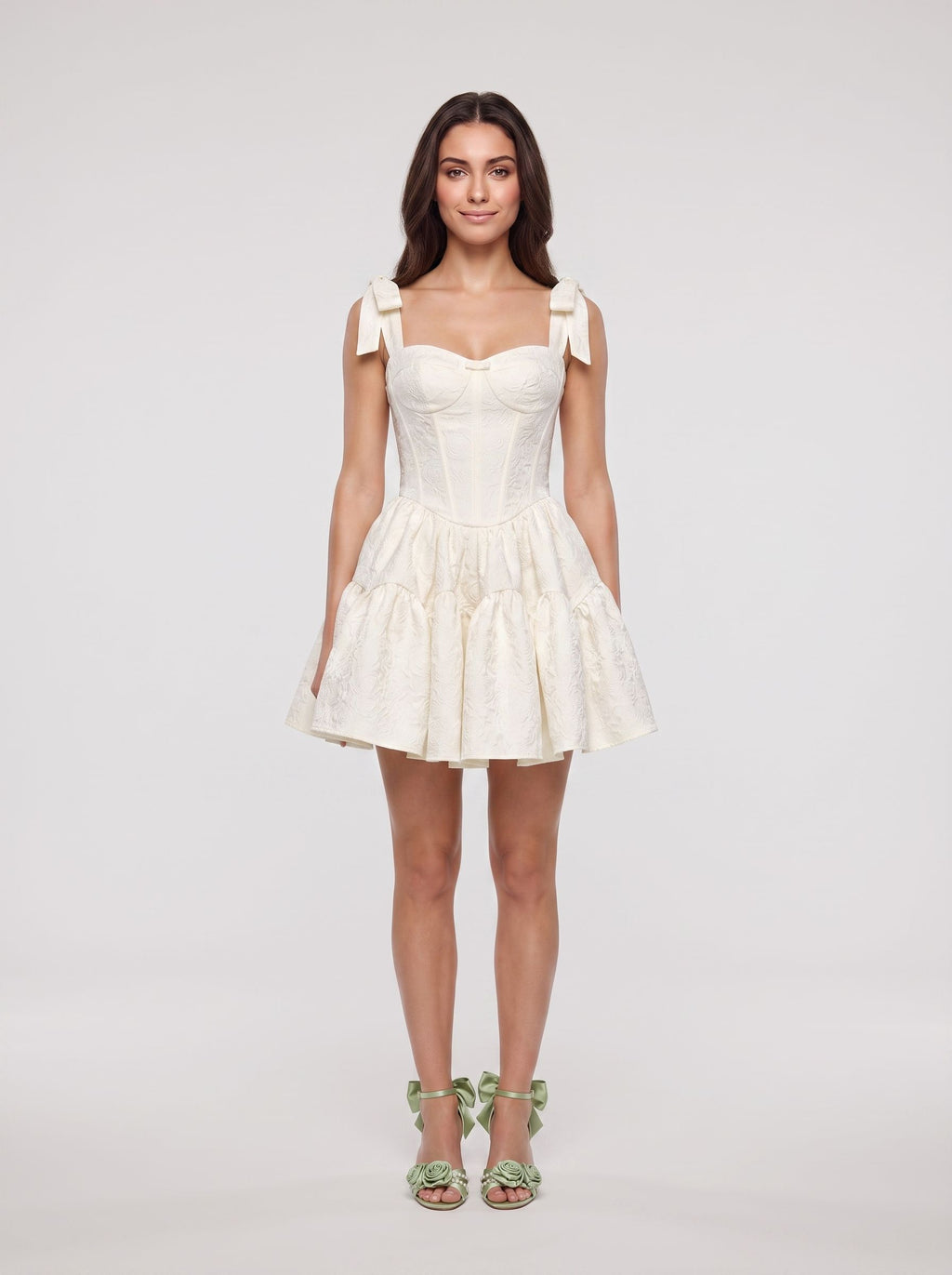 Ivory Satin A-Line Sweetheart Back Zip Short Dress with Spaghetti Straps