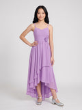 Wisteria Chiffon A-Line Sweetheart Back Zip Asymmetrical Dress with Ruched Bodice