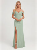 Elegant Dusty Sage Chiffon A-Line Sweetheart Ankle-Length Bridesmaid Dress