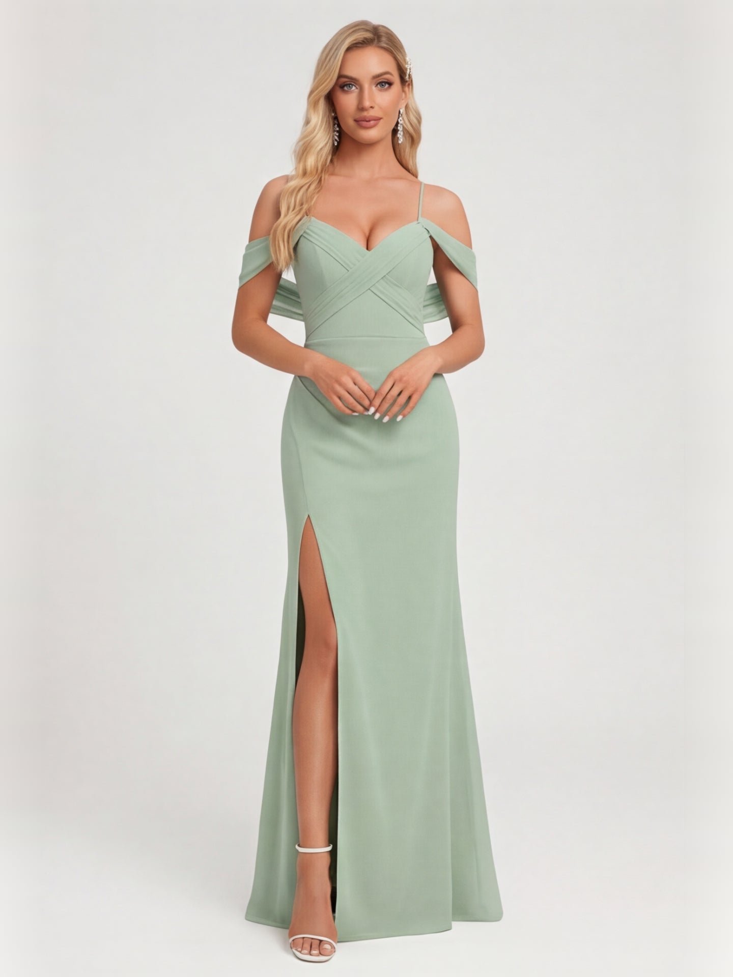 Elegant Dusty Sage Chiffon A-Line Sweetheart Ankle-Length Bridesmaid Dress